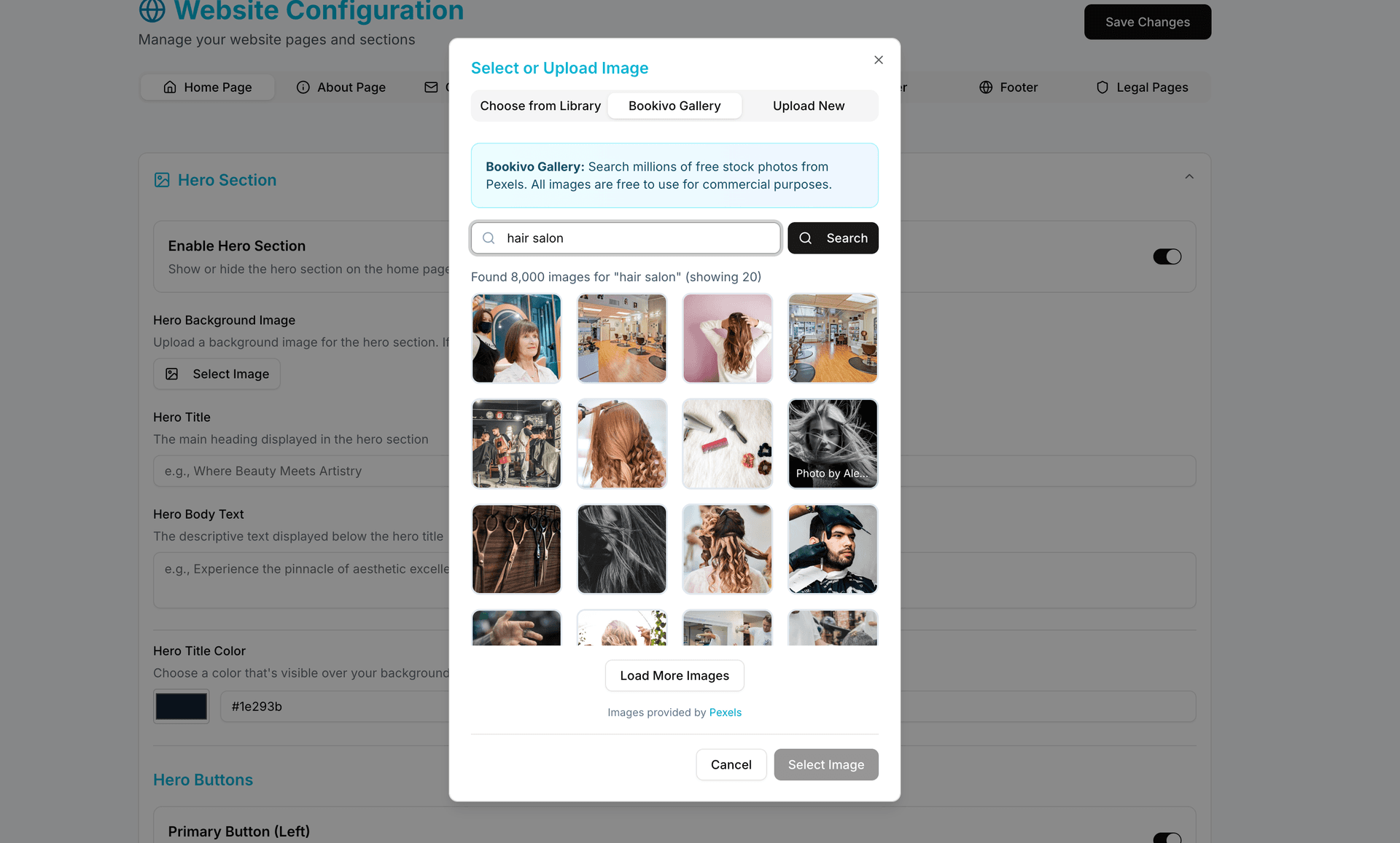 Bookivo website builder - Simple website builder with curated stock imagery library to choose from